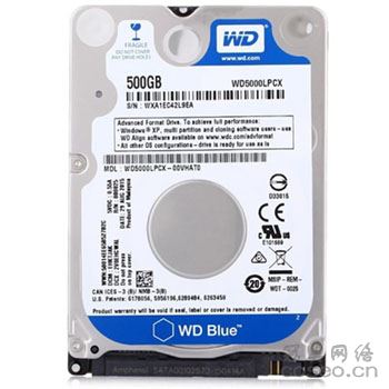 西部数据 WD5000LPCX 蓝盘 5400转16M SATA6Gb/s 笔记本硬盘 500G